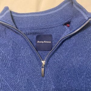 Blue Tommy Bahama 100% 1/4 zip cotton sweater